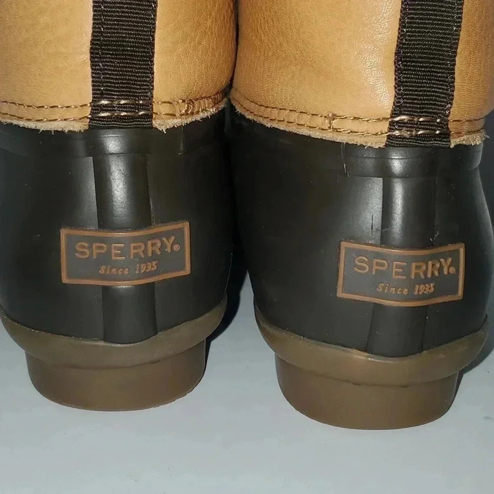 Sperry Women's Saltwater 2-Eye Leather Tan/Brown Rain Boot Women's Size 7 - Picture 10 of 16